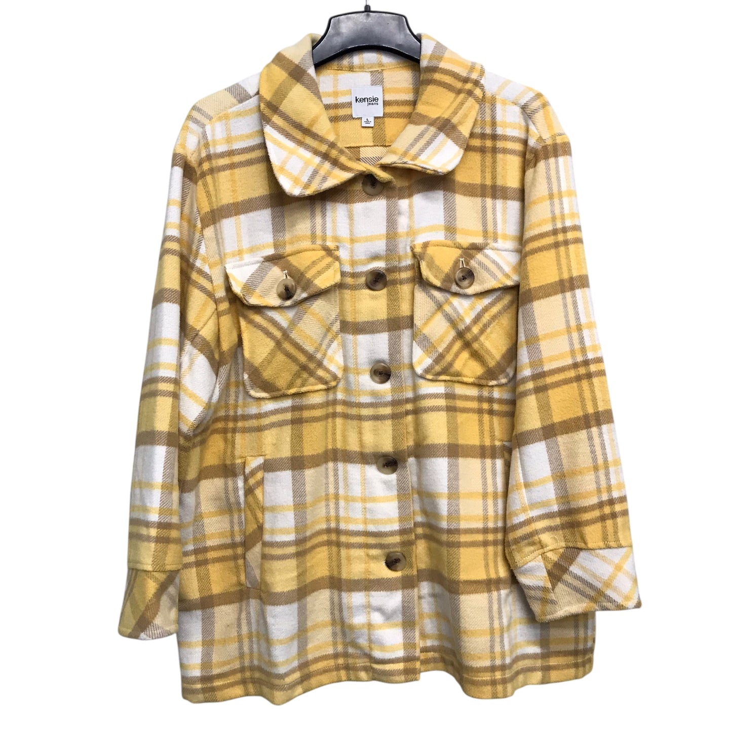 Jacket Shirt By Kensie In Yellow, Size:L