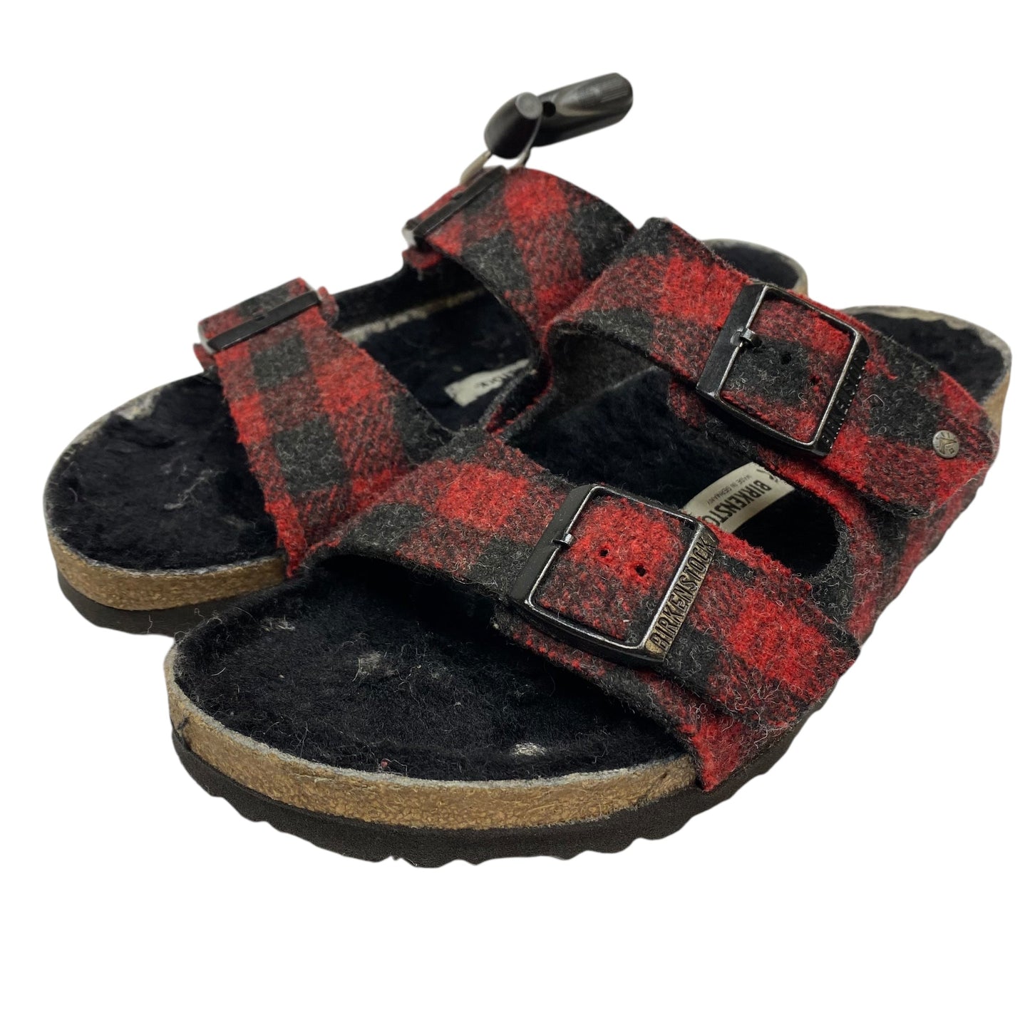 Sandals Flats By Birkenstock In Black & Red, Size:10