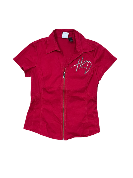 Blouse Ss By Harley Davidson In Red, Size:M