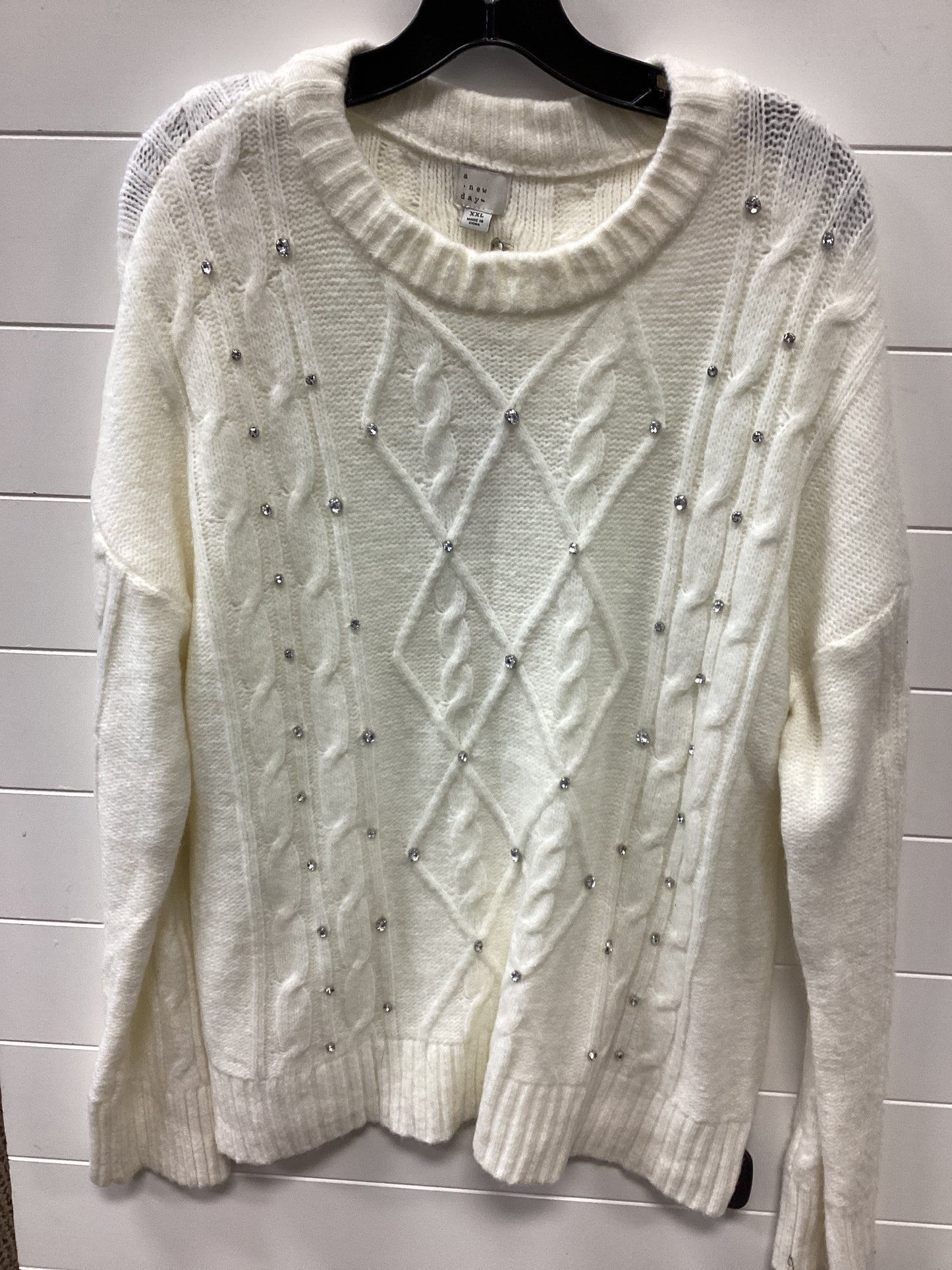Sweater By A New Day In Cream, Size:1X