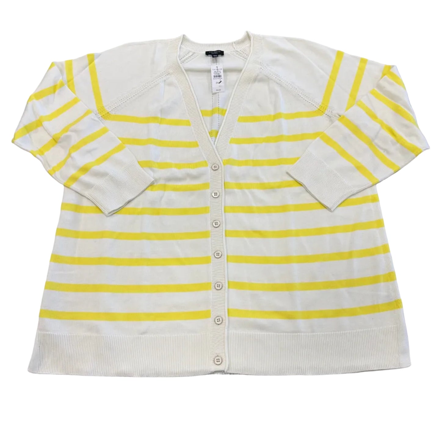 Cardigan By Talbots In Tan & Yellow, Size:2XP