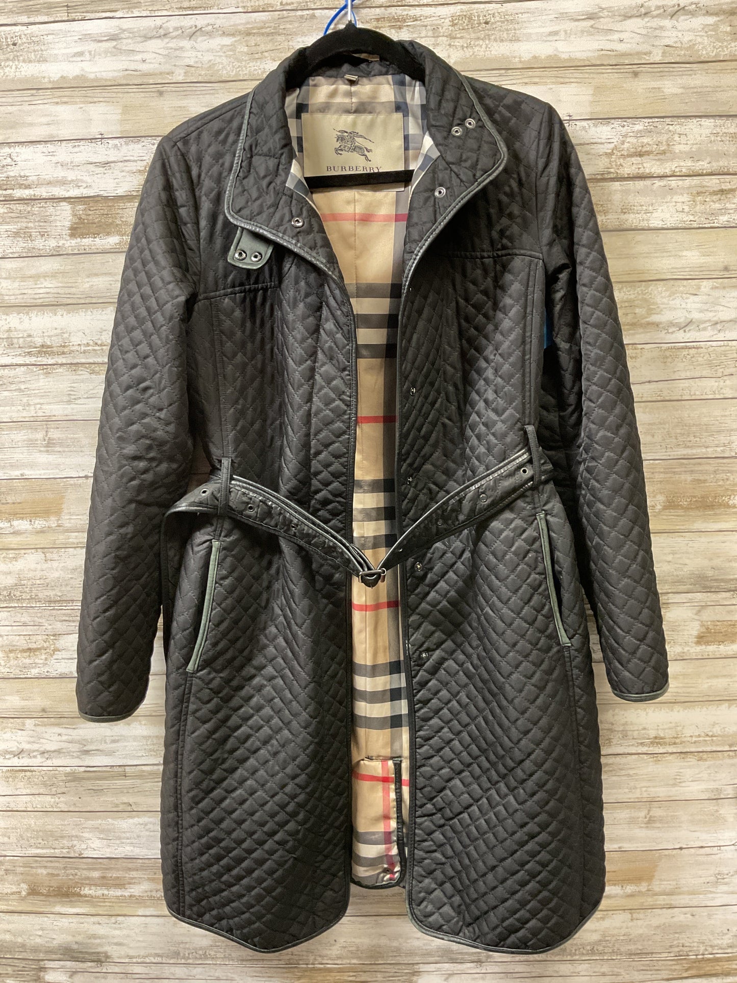 Coat Luxury Designer By Burberry In Black, Size:M