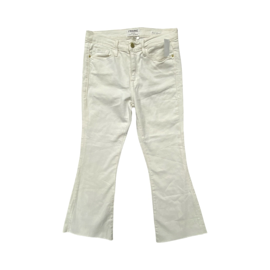 Jeans Flared By Frame In White, Size:6