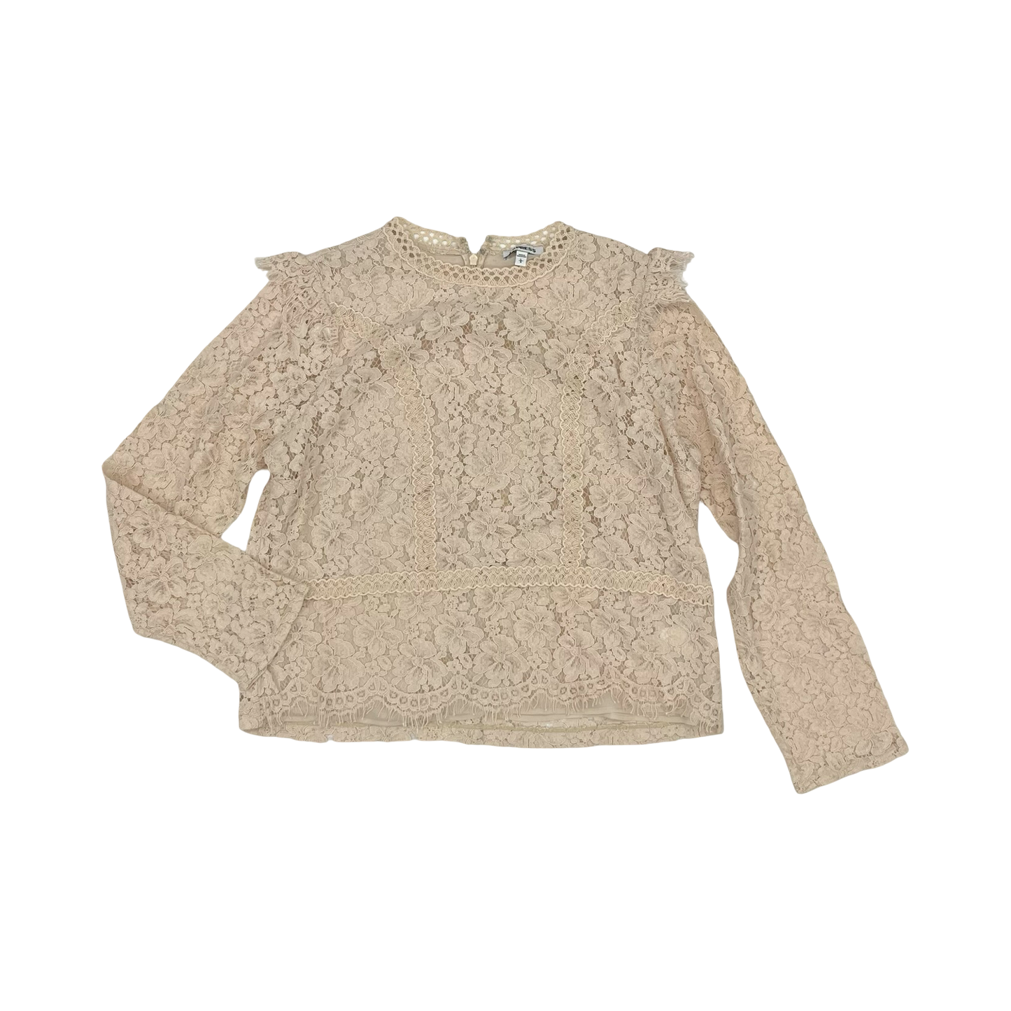 Blouse Ls By Express In Tan, Size:L