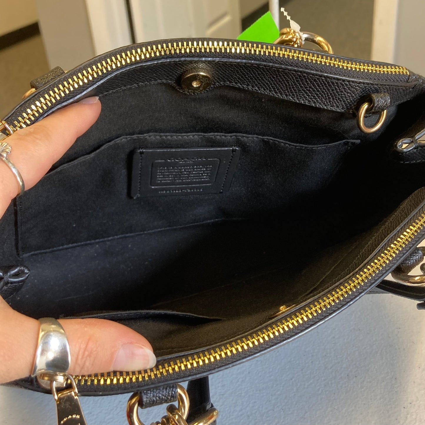 Handbag Designer By Coach In Black, Size:Small