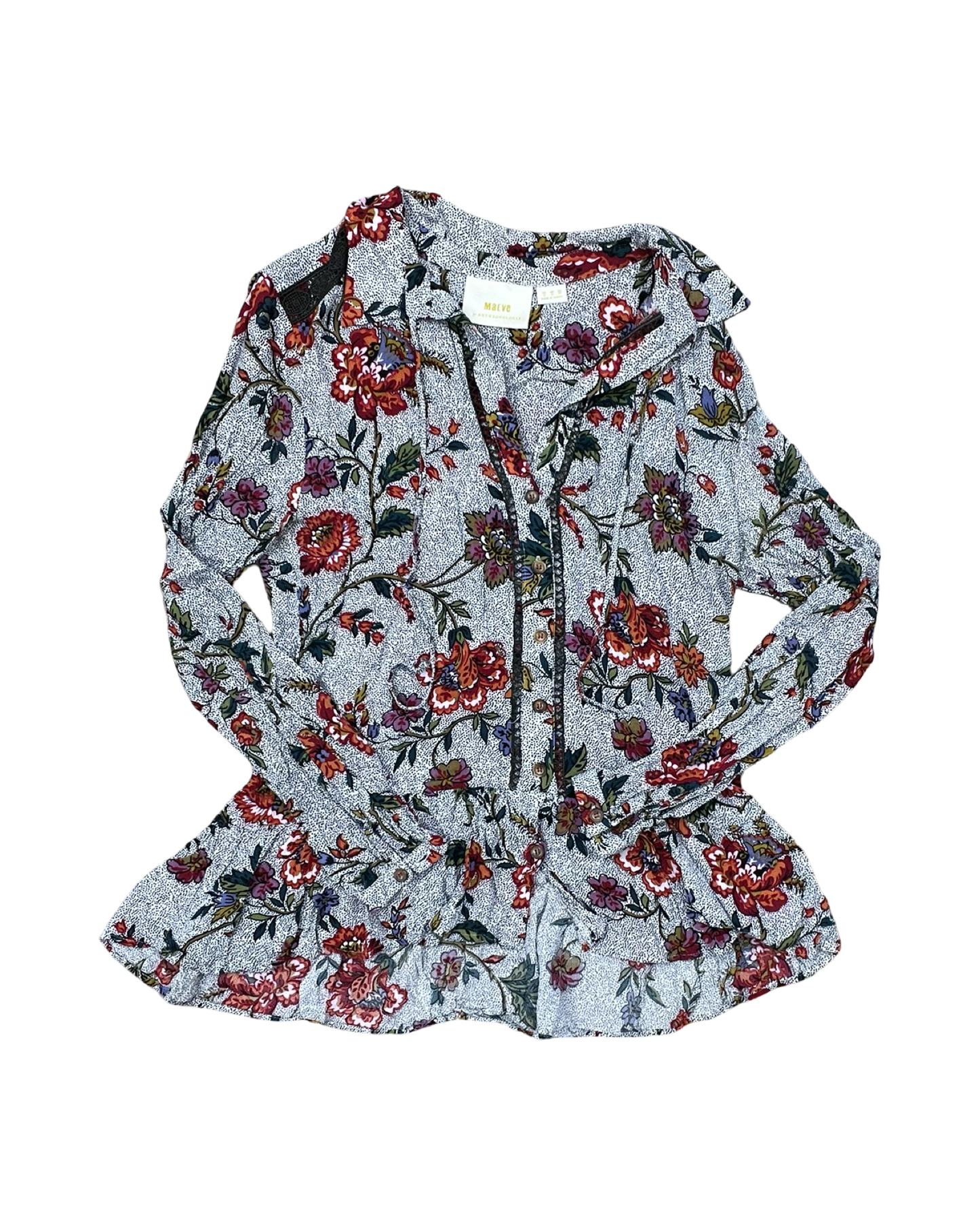 Blouse Ls By Maeve In Black & White, Size:S