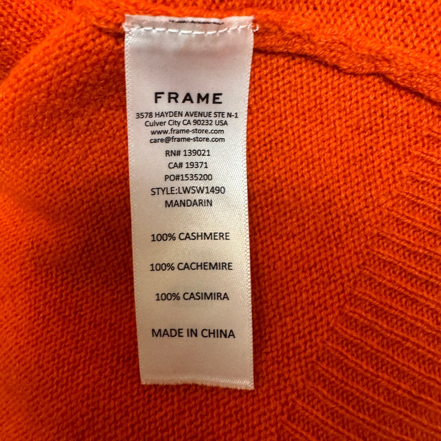 Sweater Cashmere By Frame In Orange, Size: S
