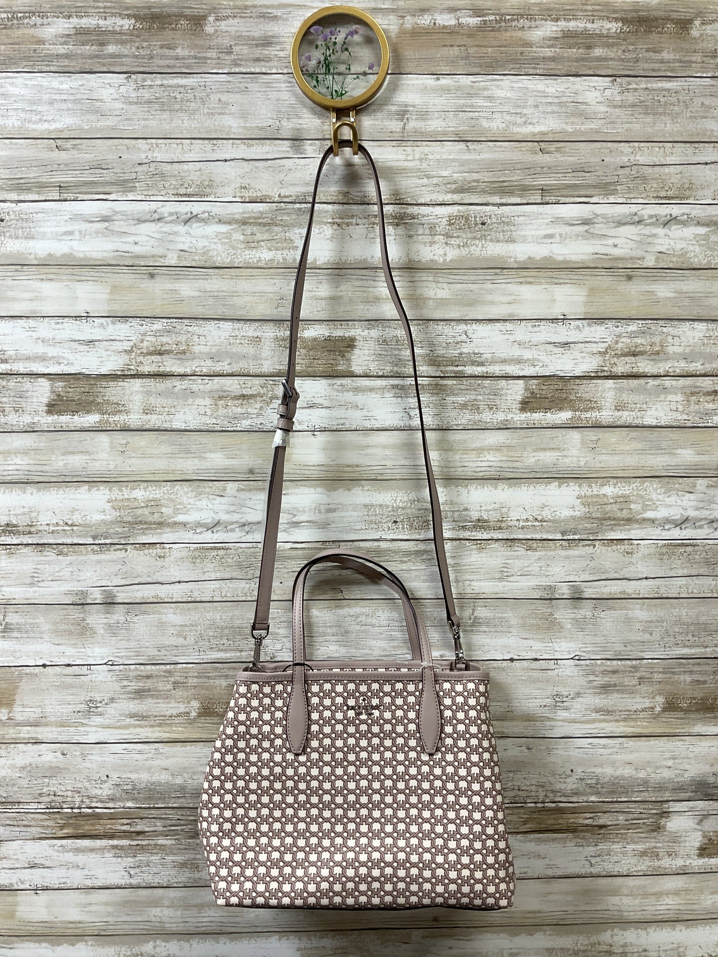 Handbag Designer By Kate Spade In Cream & Tan, Size:Small