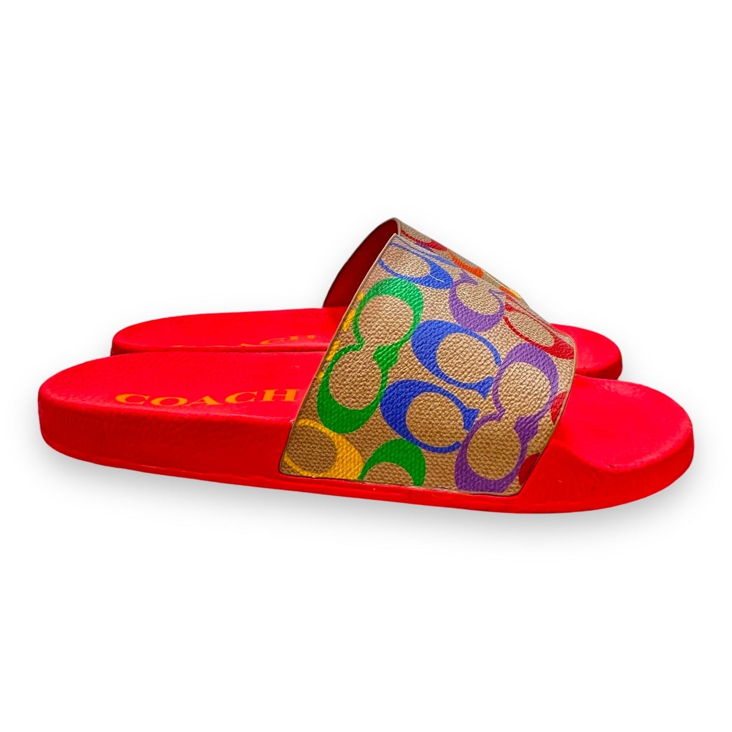 Sandals Flats By Coach In Rainbow Print, Size: 9