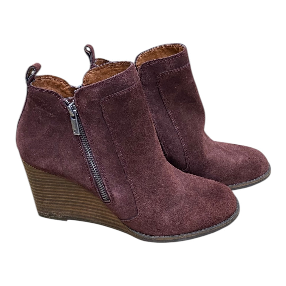 Boots Ankle Heels By Lucky Brand In Brown, Size:9