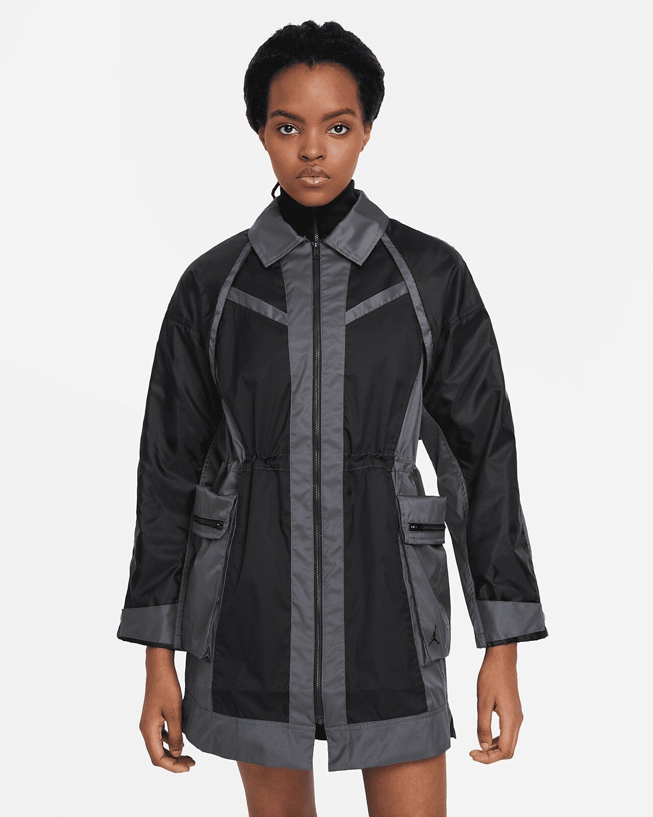 Jacket Luxury Designer By Jordan In Black & Grey, Size: S