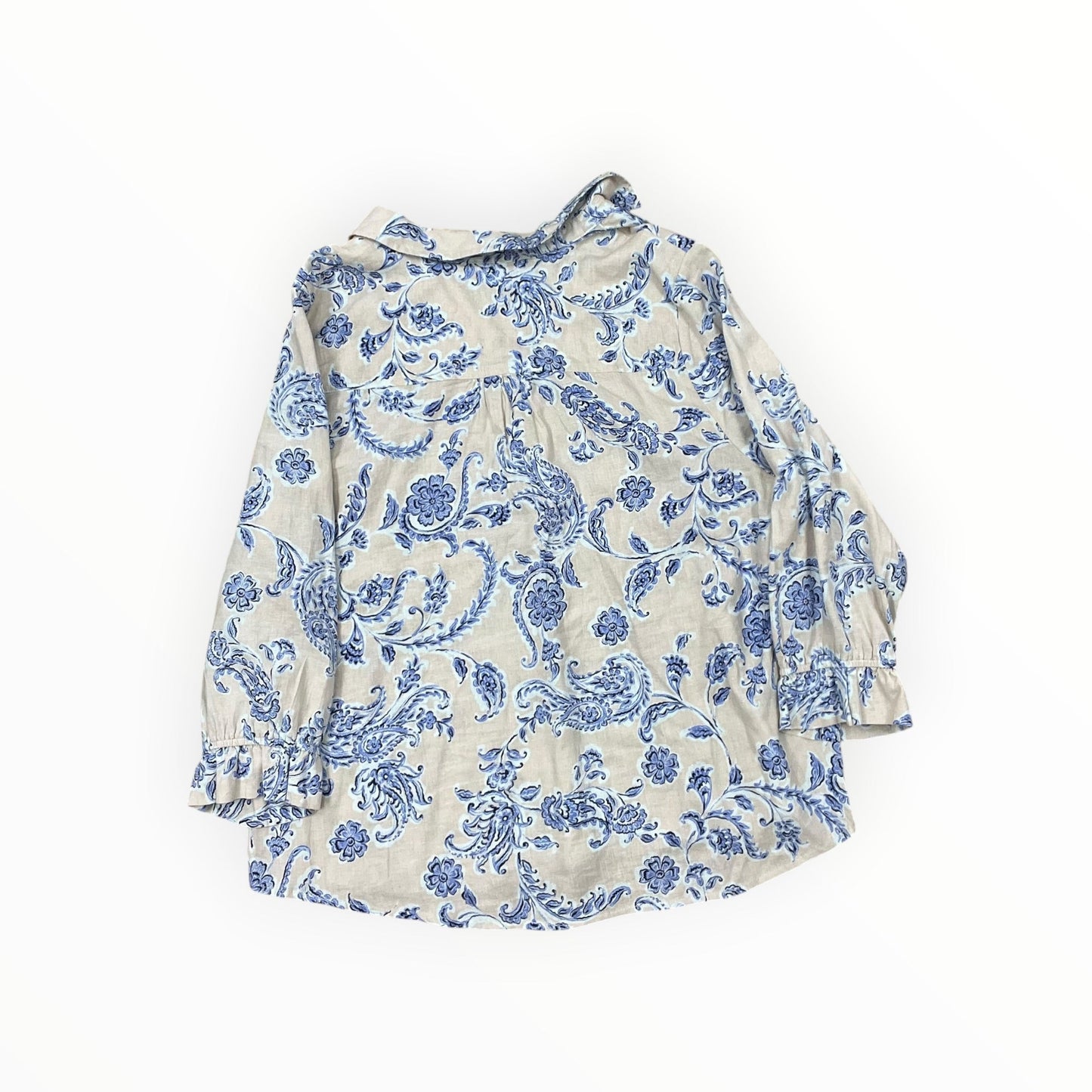 Top Ls By Belle By Kim Gravel In Blue & Cream, Size:Xl