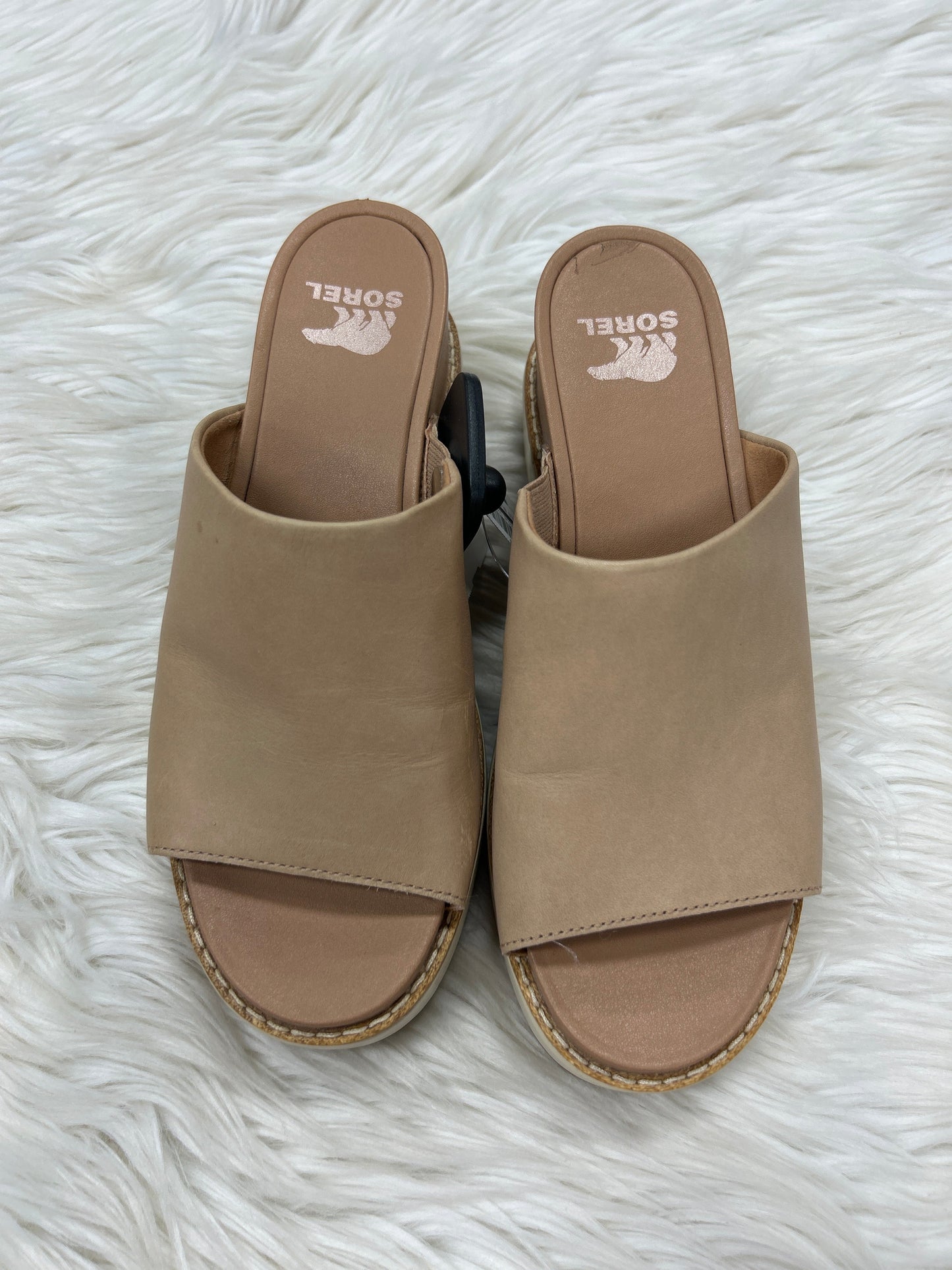 Sandals Heels Block By Sorel In Brown, Size:7