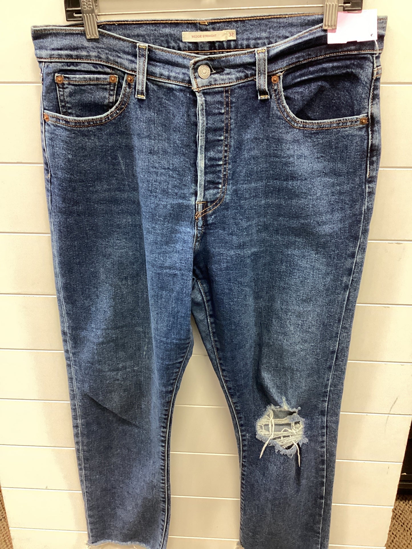 Jeans Straight By Levis In Blue Denim, Size:12