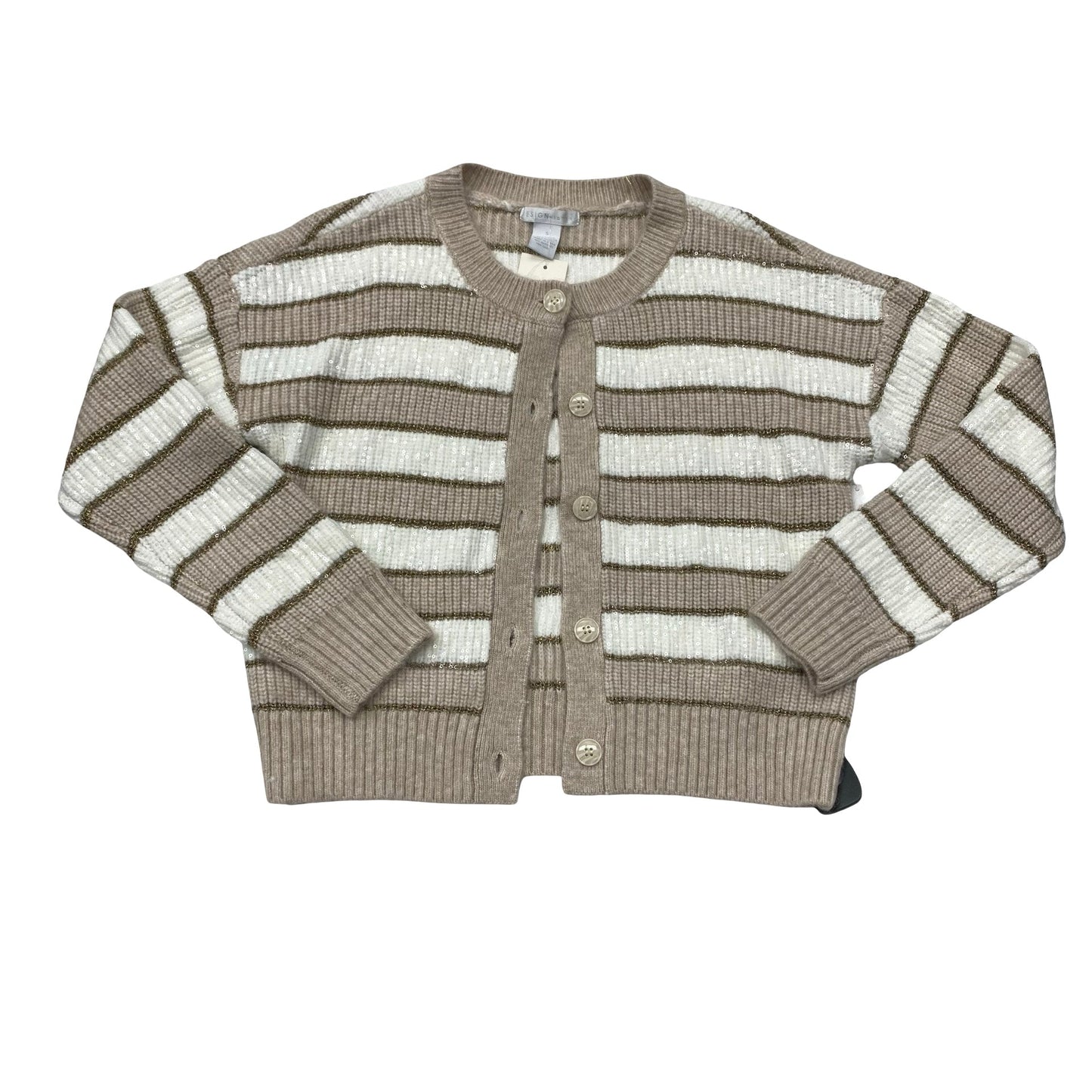 Sweater Cardigan By Design History In Striped Pattern, Size:S