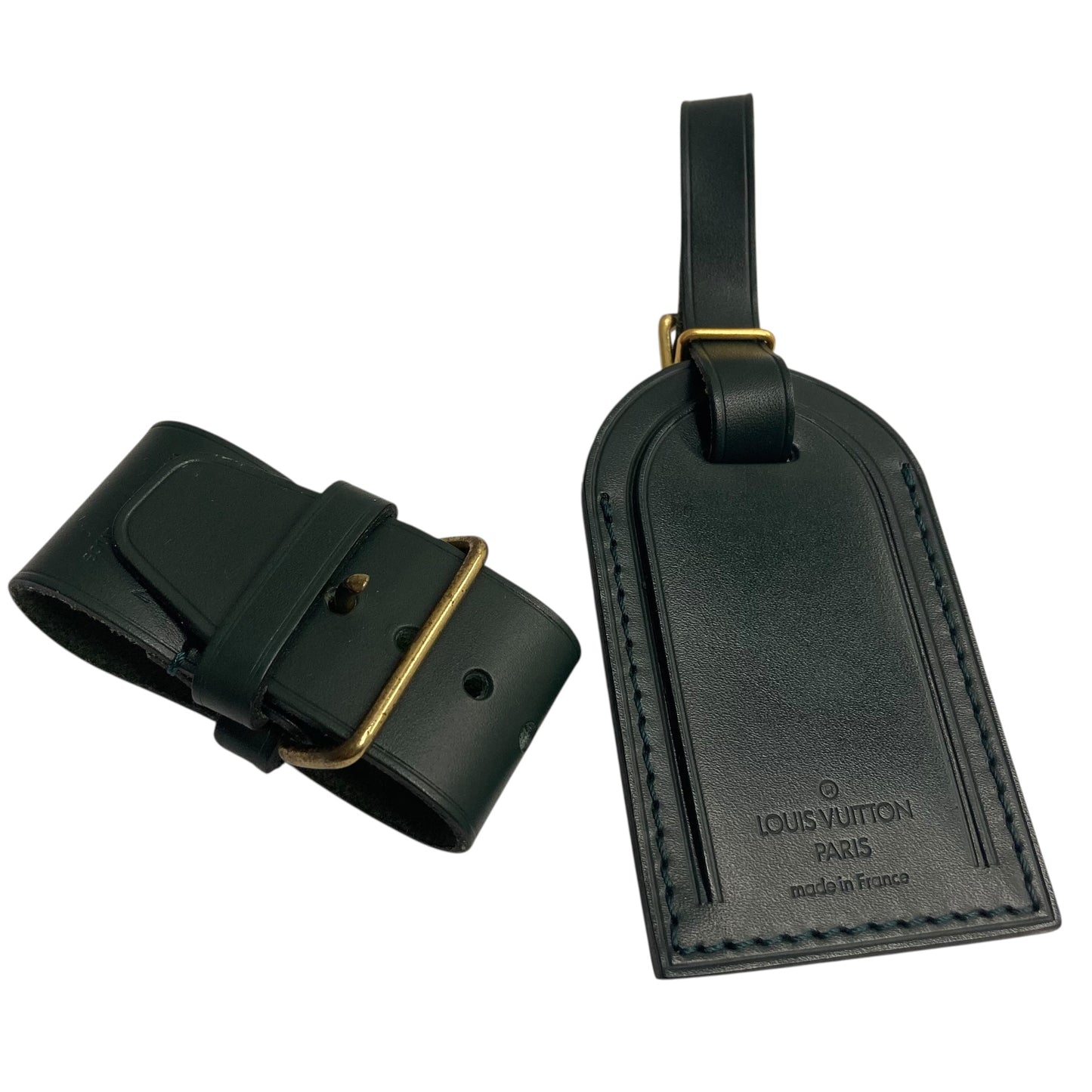 Luxury Designer Luggage Tag By Louis Vuitton In Dark Emerald