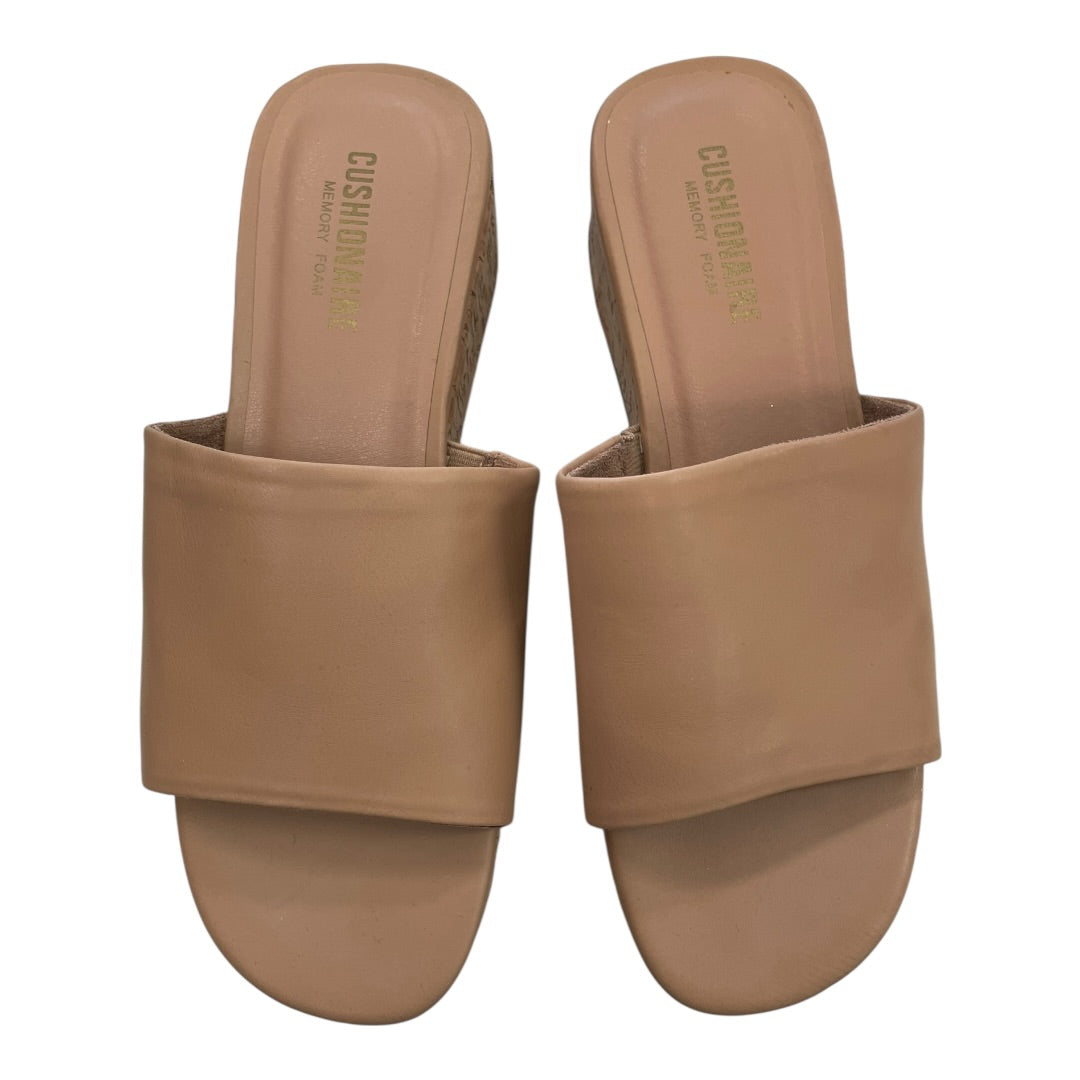 Sandals Heels Block By Cushionaire In Tan, Size:8.5