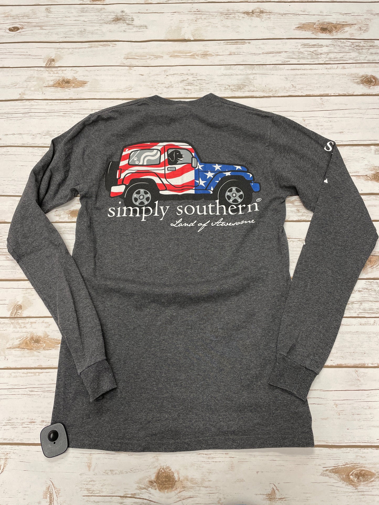 Top Long Sleeve By Simply Southern In Grey, Size: S