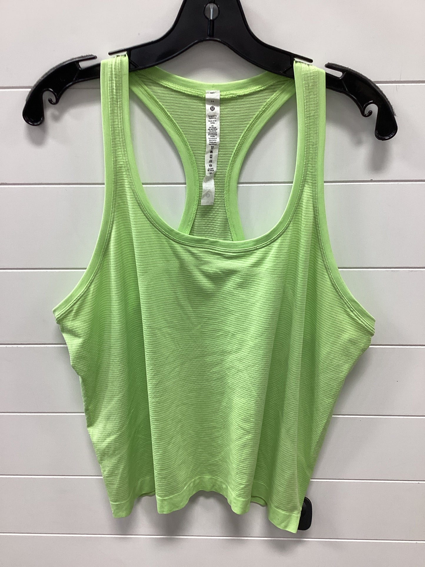 Athletic Tank Top By Lululemon In Green, Size:14