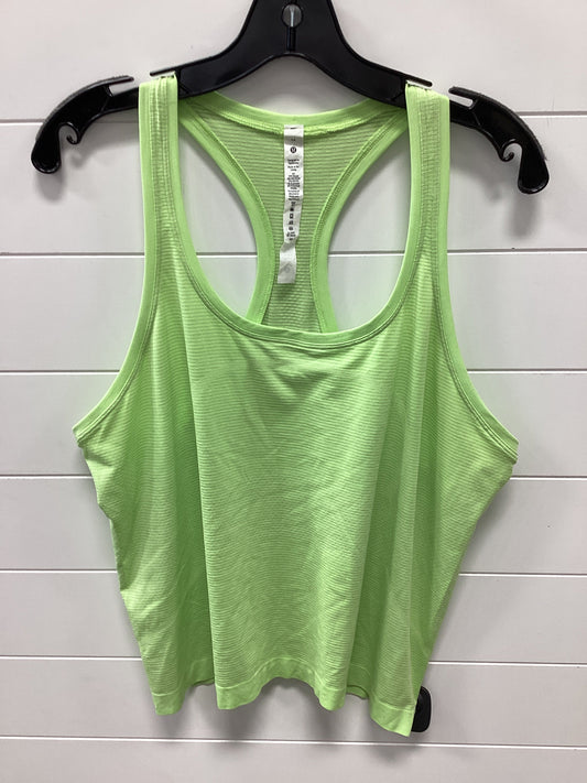 Athletic Tank Top By Lululemon In Green, Size:14