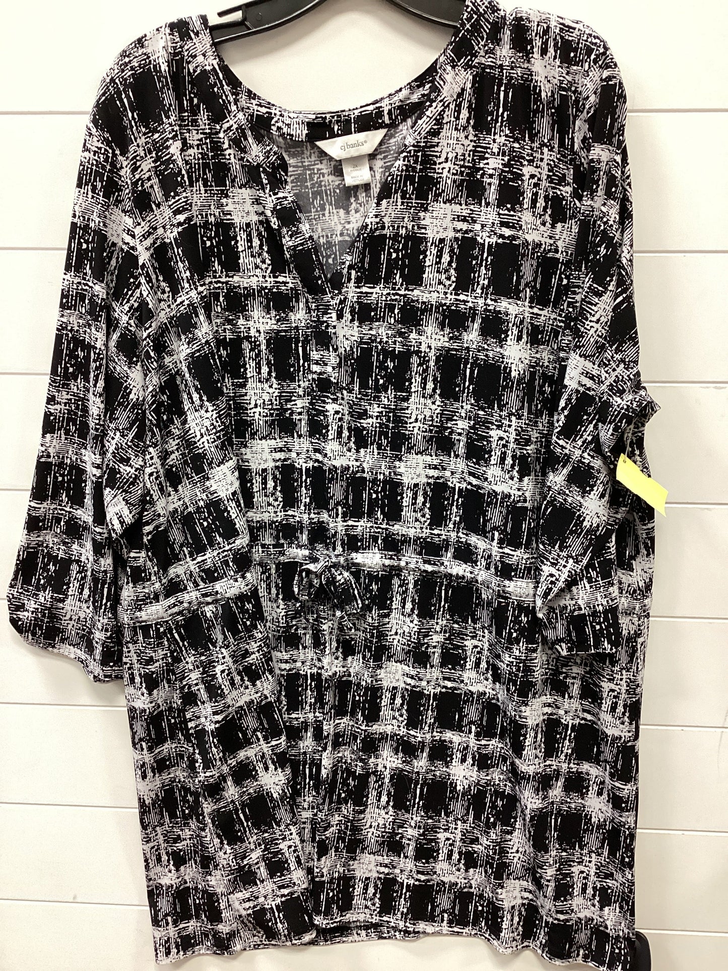 Top Ss By Cj Banks In Black & White, Size:2X