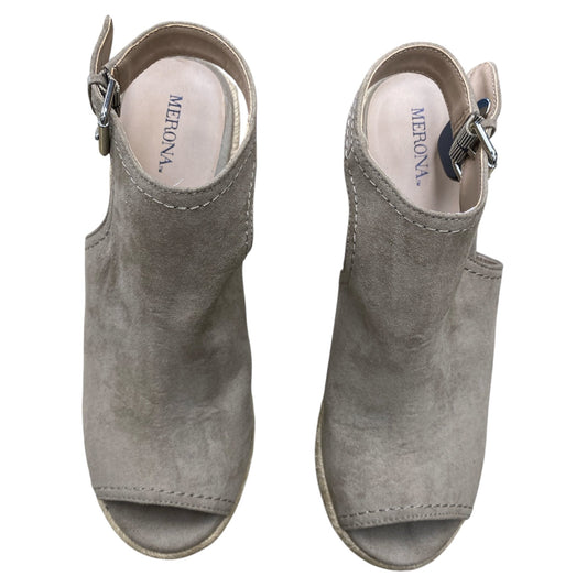 Sandals Heels Wedge By Merona In Taupe, Size:9.5