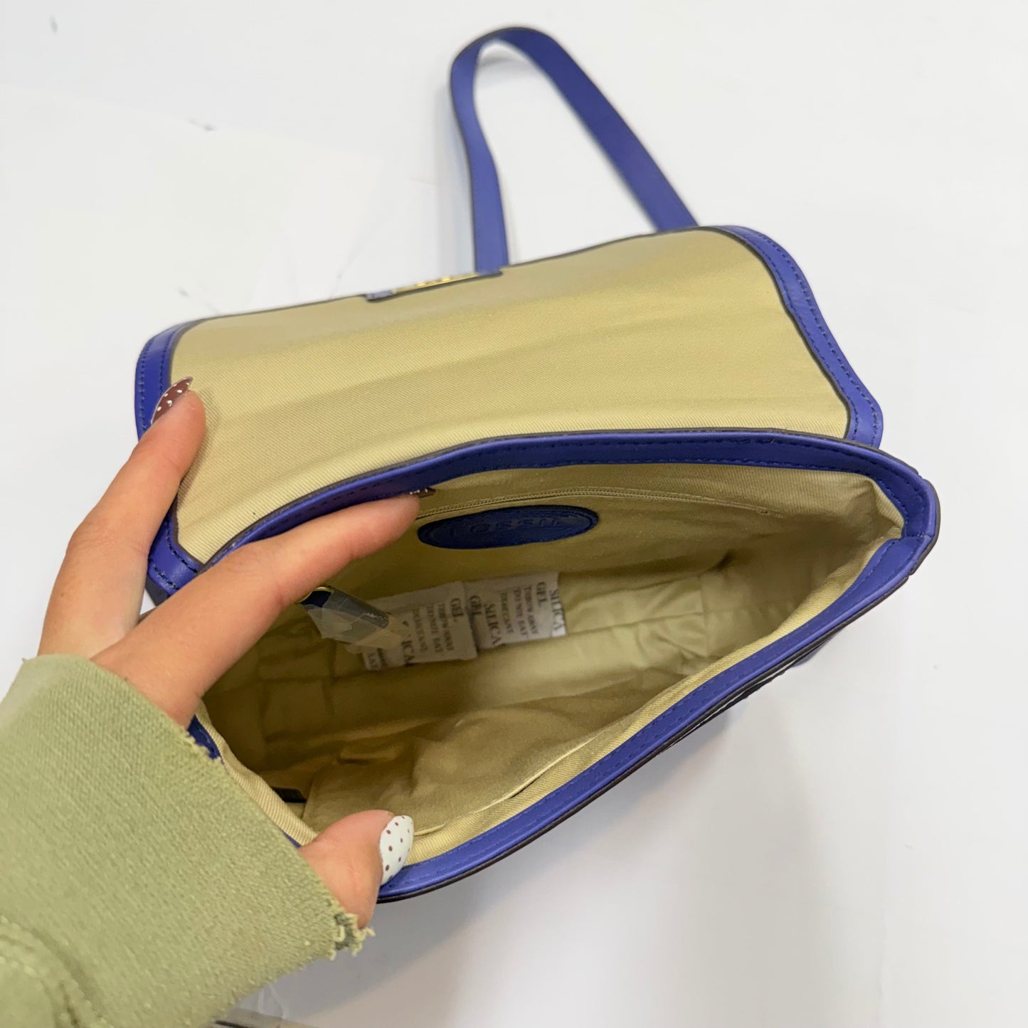 Crossbody Leather By Fossil, Size: Medium