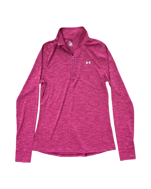 Athletic Top Ls Collar By Under Armour In Pink, Size:M