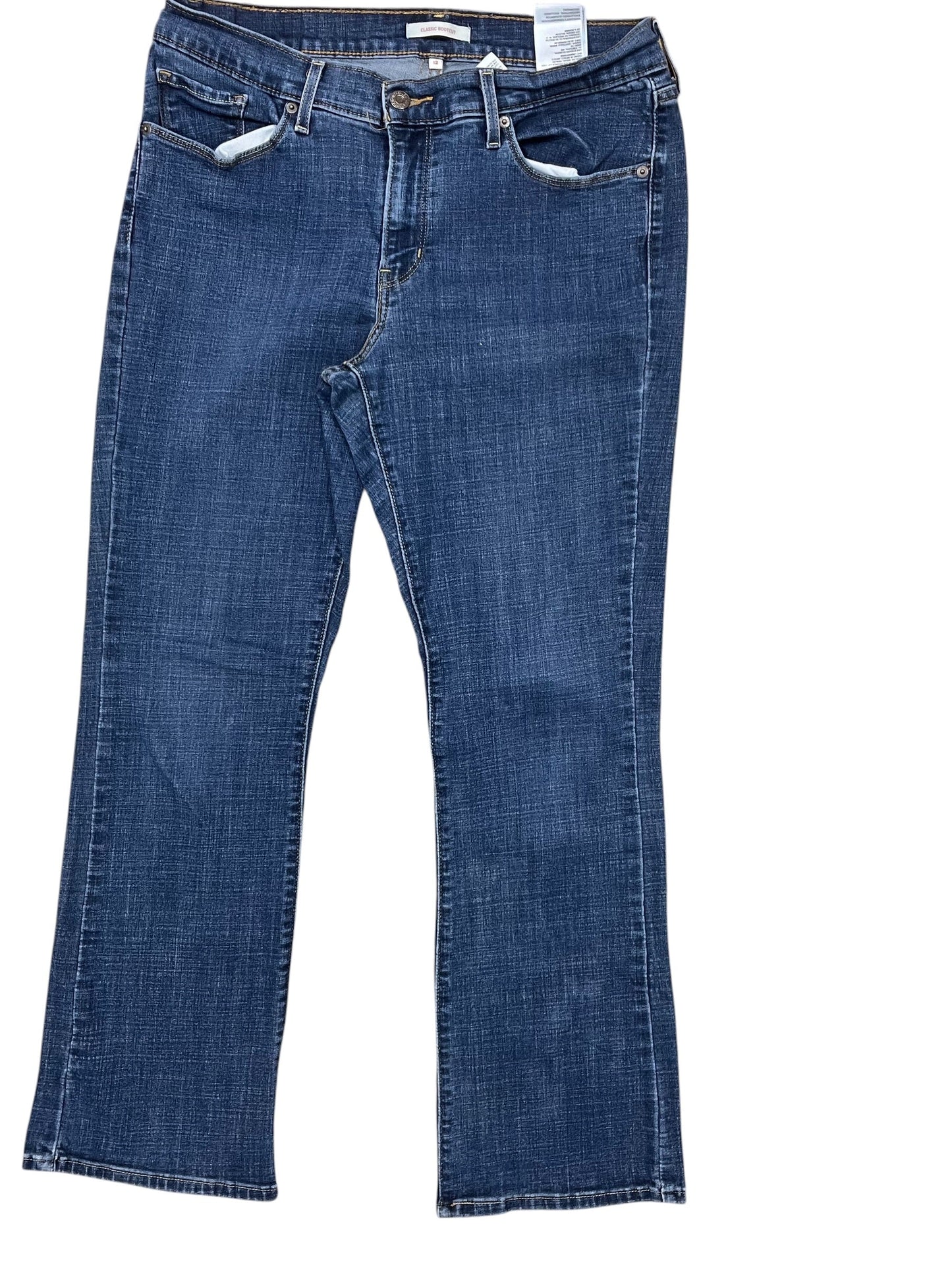 Jeans Boot Cut By Levis In Blue Denim, Size:12
