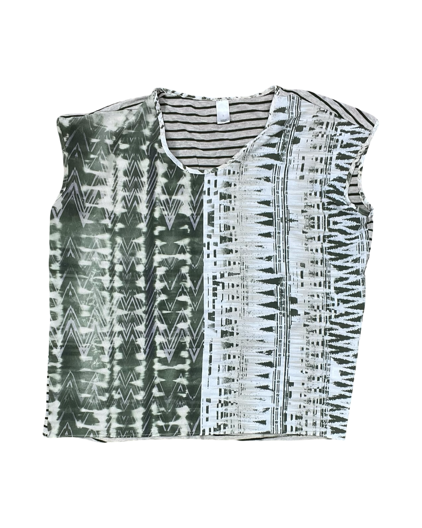 Top Sleeveless By Clothes Mentor In Green & Tan, Size:L