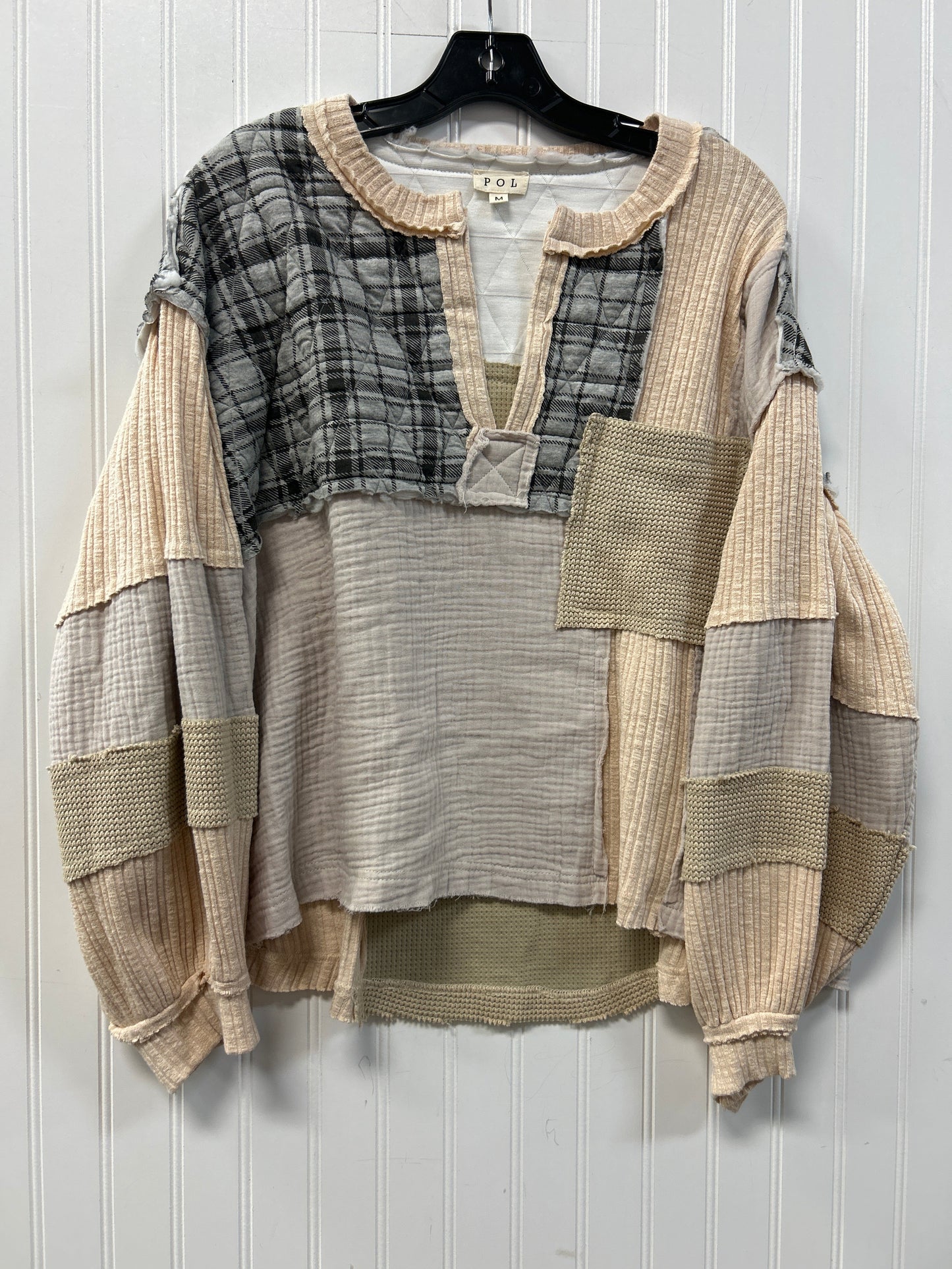 Top Ls By Pol In Cream & Grey, Size:M