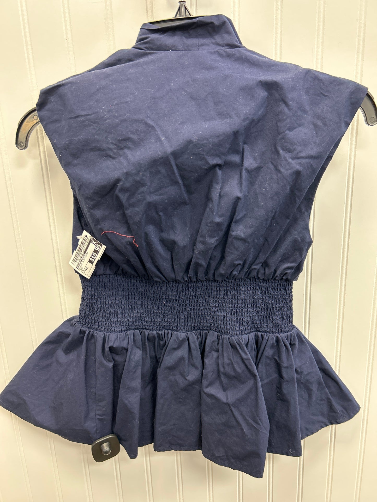 Blouse Sleeveless By Anthropologie In Navy, Size:Xxs