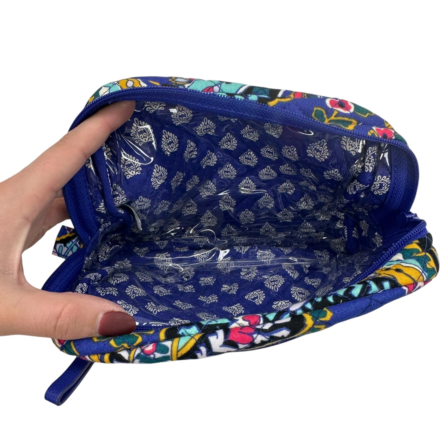 Makeup Bag By Vera Bradley In Blue & Yellow, Size:Medium