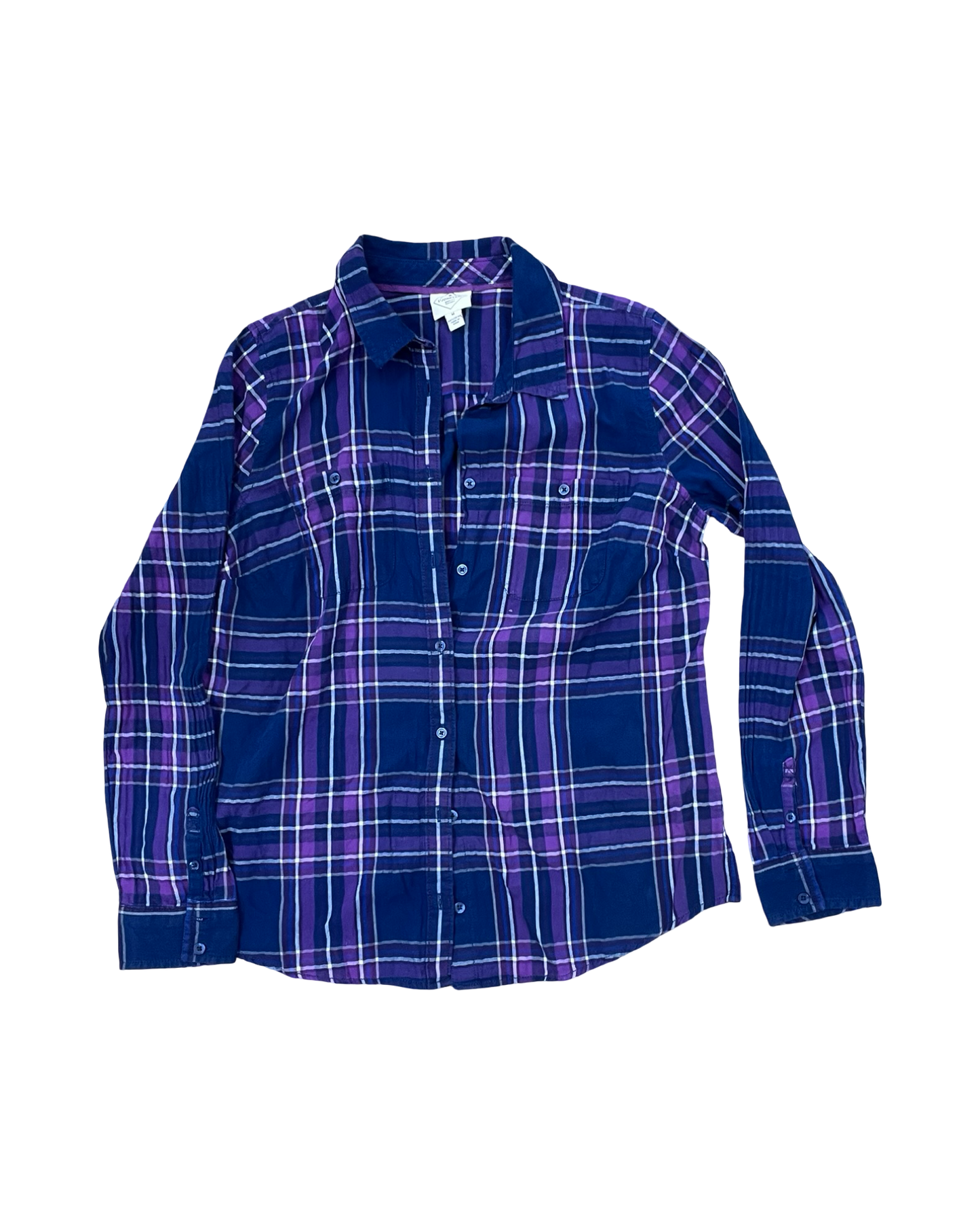 Blouse Ls By St Johns Bay In Blue & Purple, Size:M