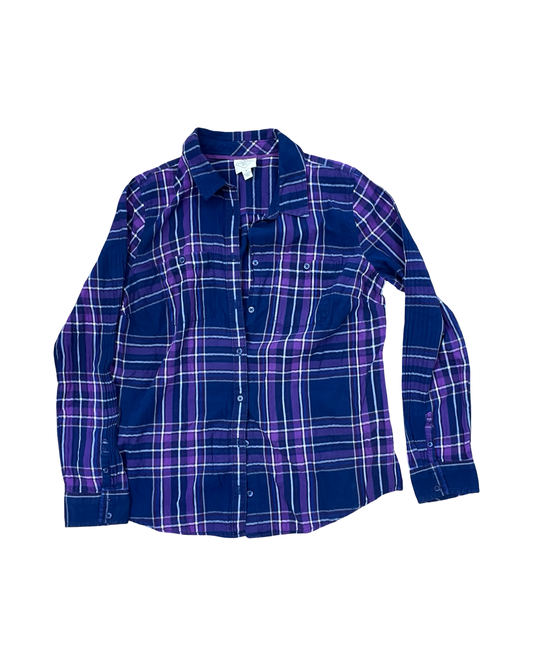 Blouse Ls By St Johns Bay In Blue & Purple, Size:M