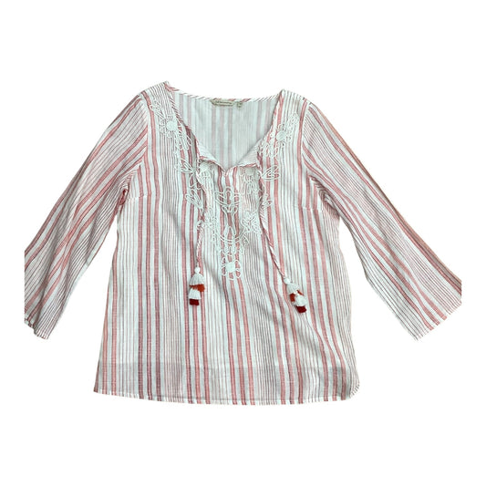 Top 3/4 Sleeve By Soft Surroundings In Striped Pattern, Size:L
