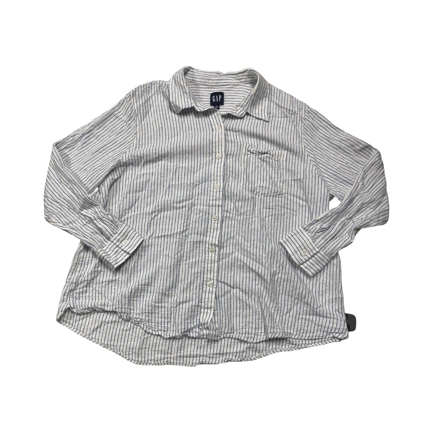 Blouse Ls By Gap In Striped Pattern, Size:1X