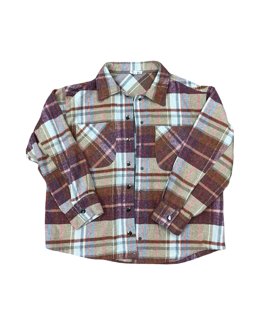 Jacket Shirt By Eesome In Pink & Tan, Size:M