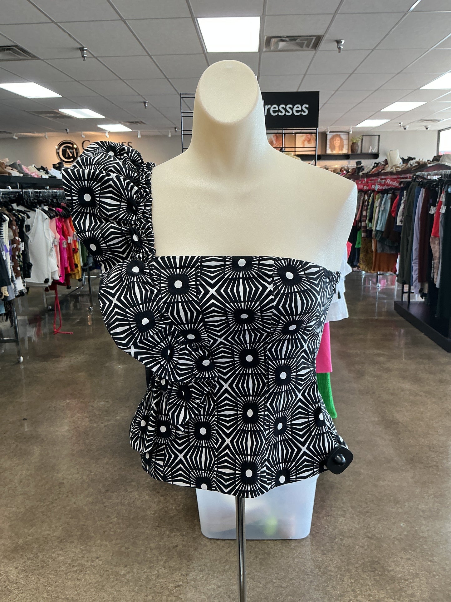 Top Sleeveless By Anthropologie In Black & White, Size:Xs