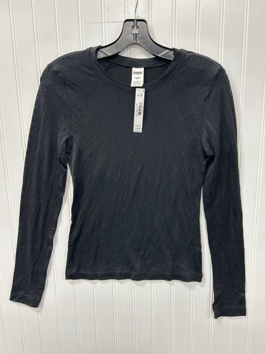 Athletic Top Ls Collar By Pink In Black, Size:Xs