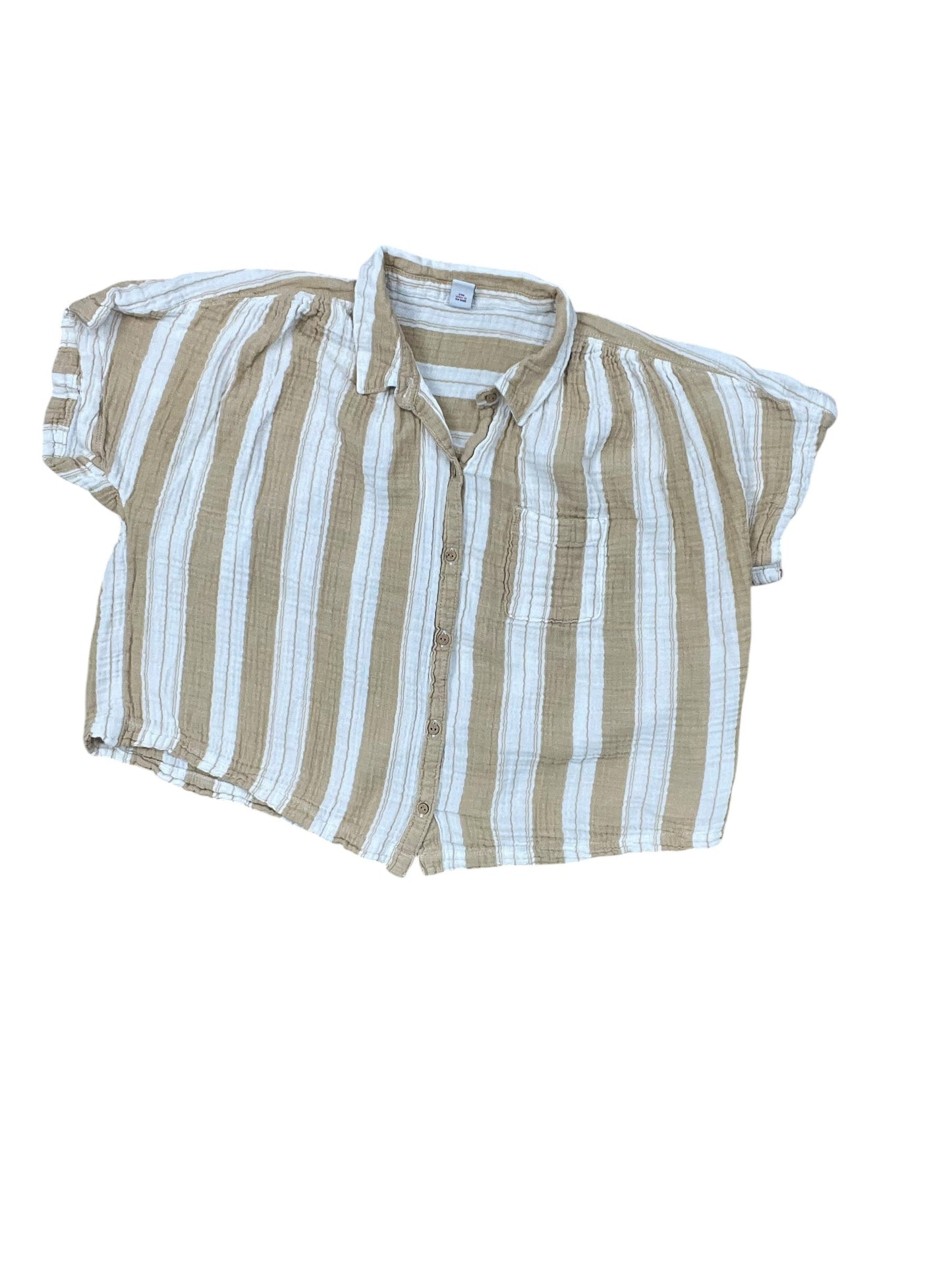 Blouse Ss By Old Navy In Tan & White, Size:S