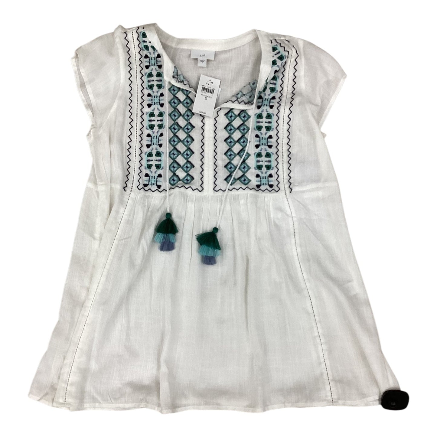 Blouse Sleeveless By J. Jill In Green & White, Size:S