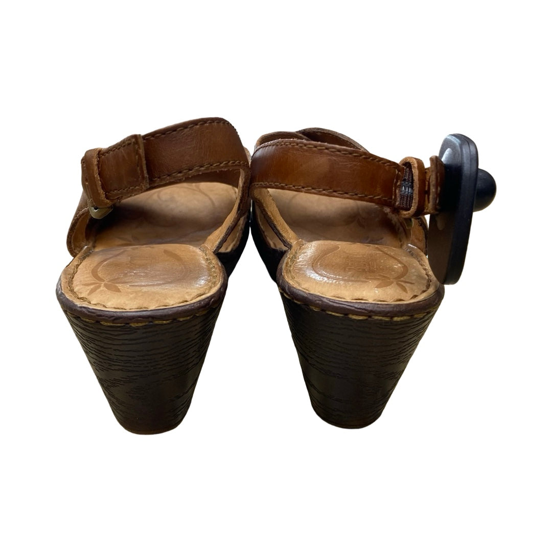 Sandals Heels Wedge By Born In Brown, Size:8