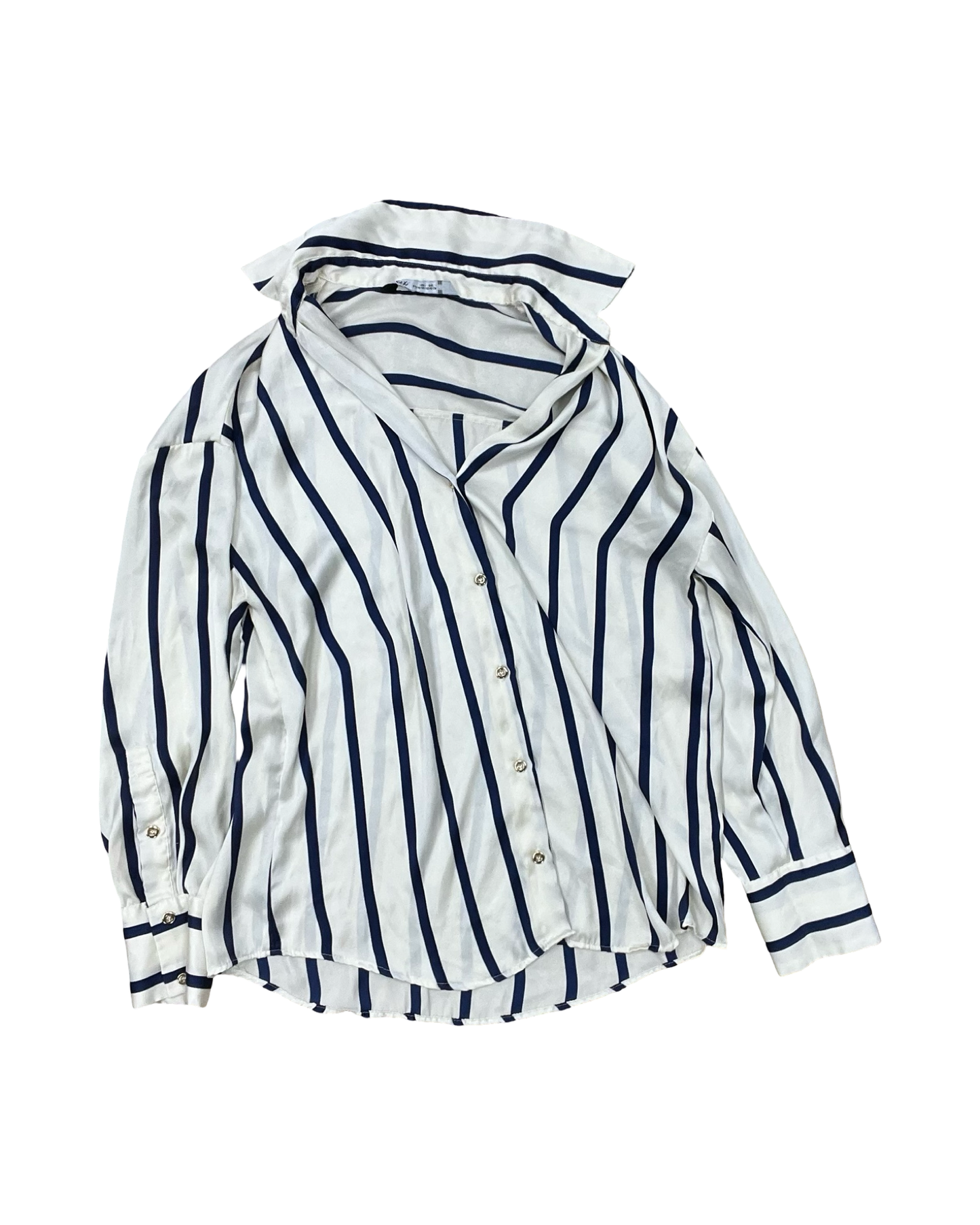 Blouse Ls By Zara In Blue & Cream, Size:Xs