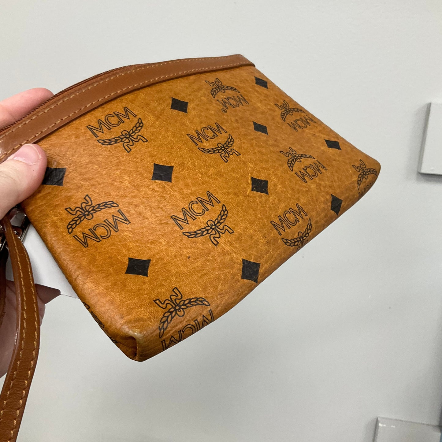 Wristlet Luxury Designer By Mcm In Brown, Size:Small