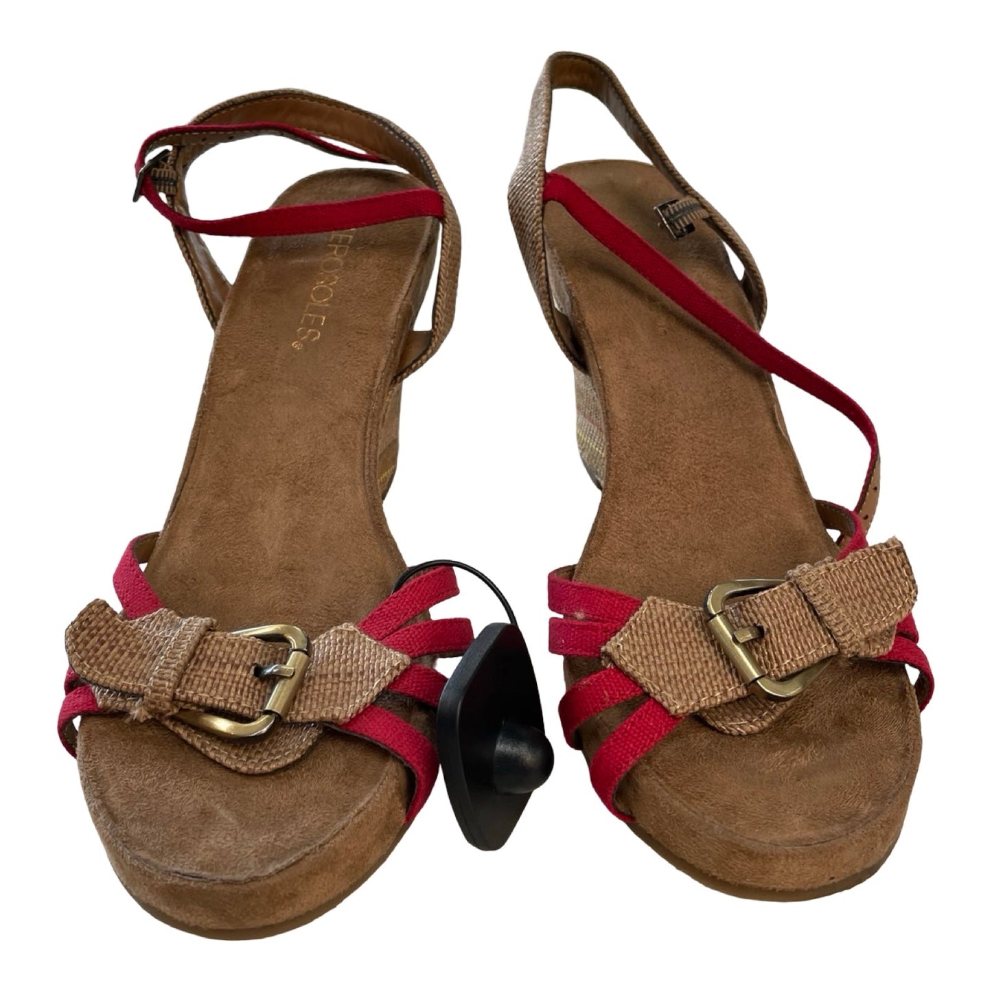 Sandals Heels Wedge By Aerosoles In Pink & Tan, Size:9