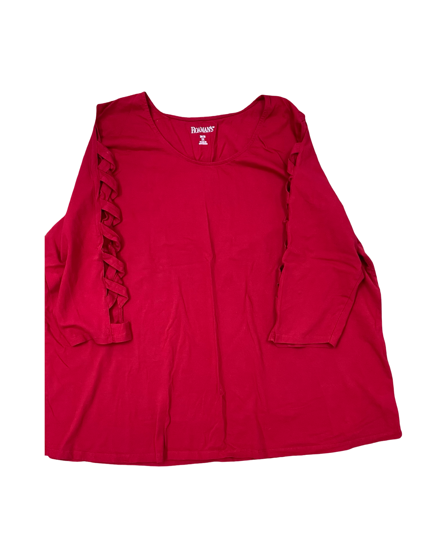 Top 3/4 Sleeve By Romans In Red, Size:2X