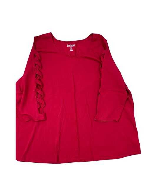 Top 3/4 Sleeve By Romans In Red, Size:2X