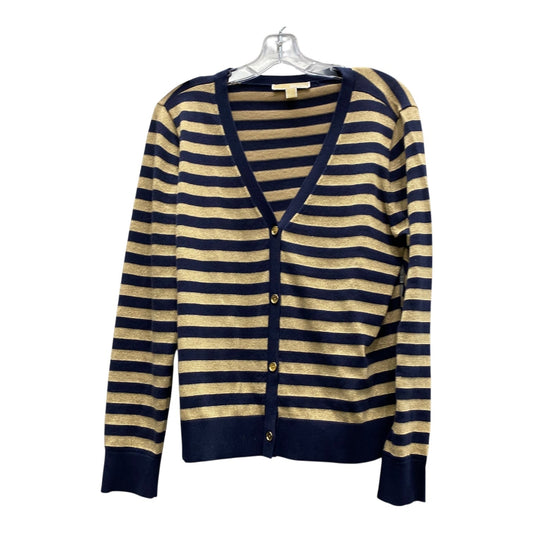 Sweater Cardigan By Michael By Michael Kors In Blue & Gold, Size:L