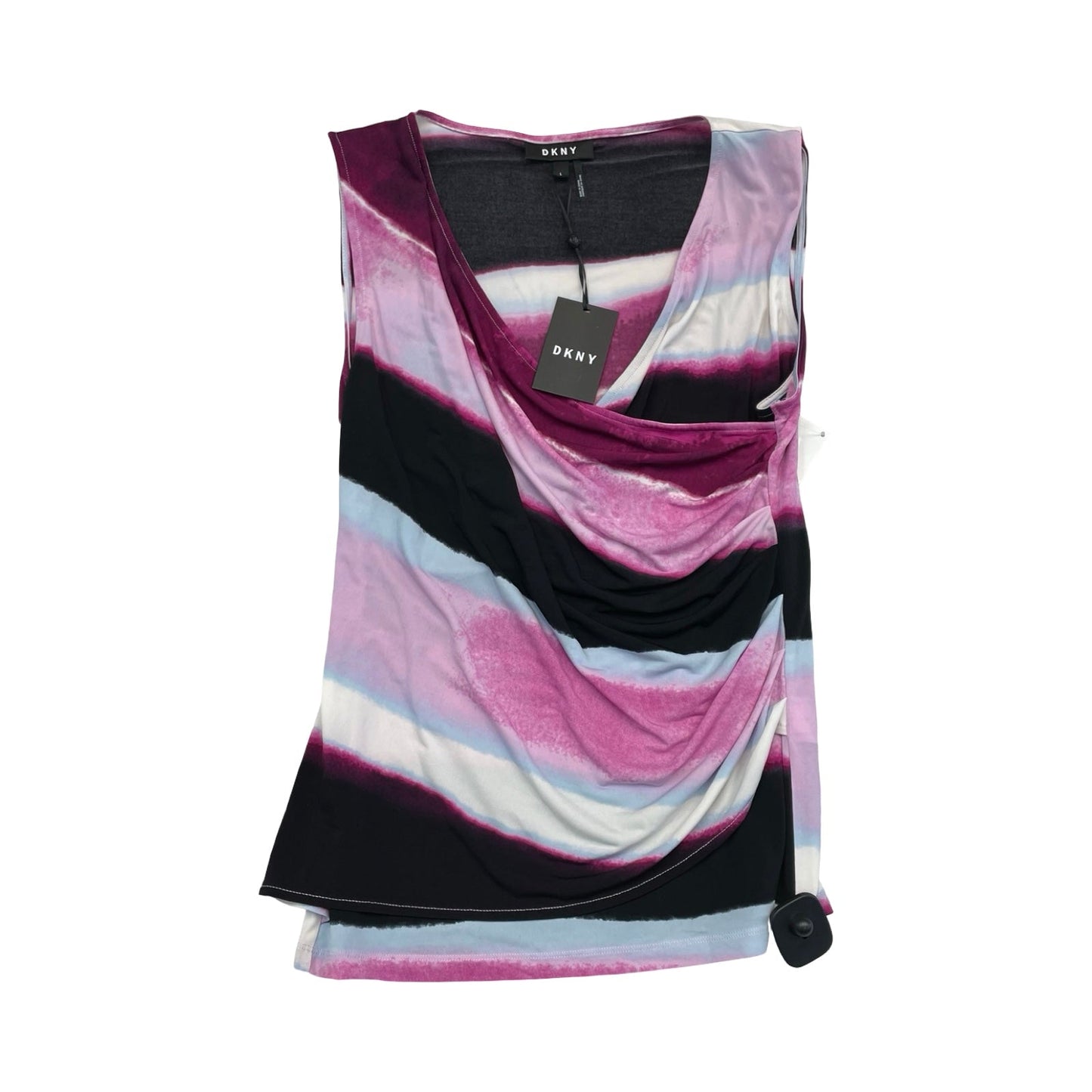 Top Sleeveless By Dkny In Black & Purple, Size:L